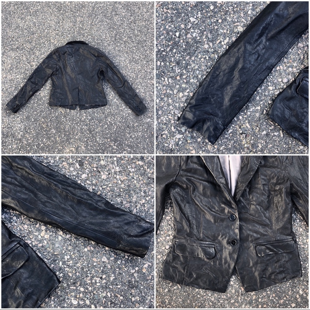 Gap Edition black genuine leather collared blazer6 - Picture 6 of 8